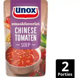 Jumbo Unox Smaakfavoriet Soep In Zak Chinese Tomaten 570 ml aanbieding