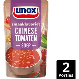 Jumbo Unox Smaakfavoriet Soep In Zak Chinese Tomaten 570 ml aanbieding