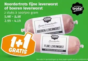 Poiesz Noordertrots fijne leverworst of boeren leverworst aanbieding
