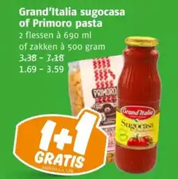 Poiesz Grand'Italia sugocasa of Primoro pasta aanbieding
