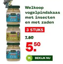 Welkoop Welkoop vogelpindakaas met insecten en met zaden aanbieding
