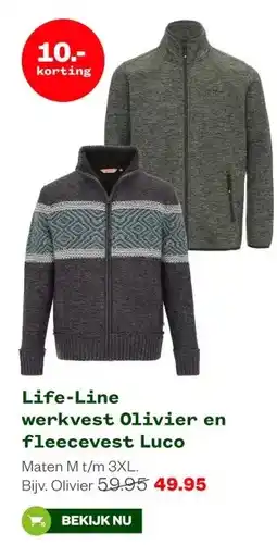 Welkoop Life-Line werkvest Olivier en fleecevest Luco aanbieding