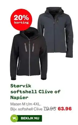 Welkoop Størvik softshell Clive of Napier aanbieding