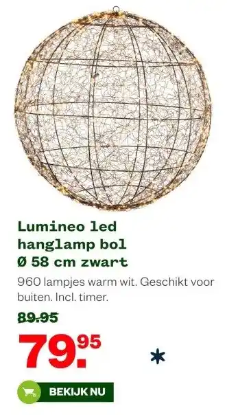 Welkoop Lumineo led hanglamp bol Ø 58 cm zwart aanbieding