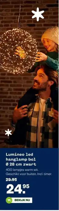 Welkoop Lumineo led hanglamp bol Ø 28 cm zwart aanbieding