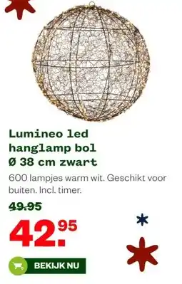 Welkoop Lumineo led hanglamp bol Ø 38 cm zwart aanbieding