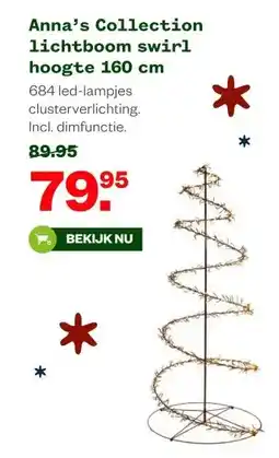 Welkoop Anna's Collection lichtboom swirl hoogte 160 cm aanbieding
