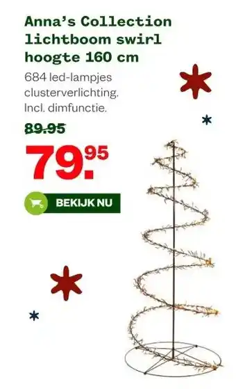 Welkoop Anna's Collection lichtboom swirl hoogte 160 cm aanbieding