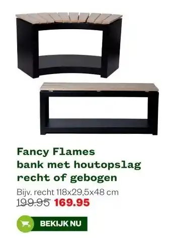 Welkoop Fancy Flames bank met houtopslag recht of gebogen aanbieding