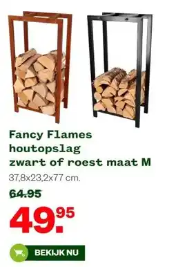 Welkoop Fancy Flames houtopslag zwart of roest maat M aanbieding