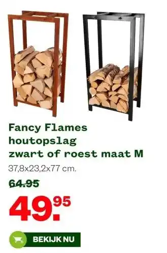 Welkoop Fancy Flames houtopslag zwart of roest maat M aanbieding