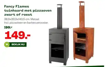 Welkoop Fancy Flames tuinhaard met pizzaoven zwart of roest aanbieding