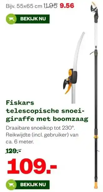Welkoop Fiskars telescopische snoei- giraffe met boomzaag aanbieding