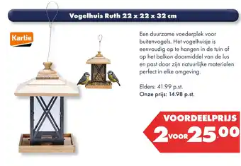 Huisdier Voordeelshop Vogelhuis Ruth 22 x 22 x 32 cm aanbieding
