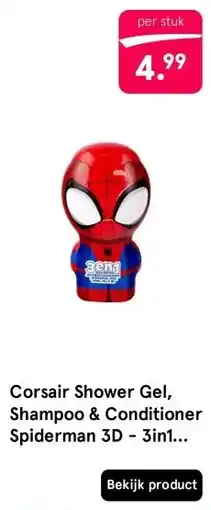 Etos Corsair Shower Gel, Shampoo & Conditioner Spiderman 3D - 3in1 300ML aanbieding