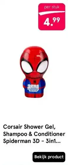 Etos Corsair Shower Gel, Shampoo & Conditioner Spiderman 3D - 3in1 300ML aanbieding