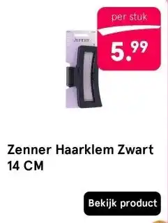 Etos Zenner Haarklem Zwart 14 CM aanbieding
