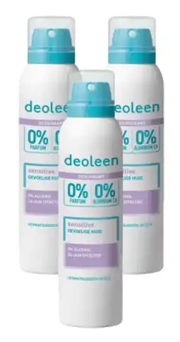 De Online Drogist Deoleen Deodorant Aerosol Sensitive 0% Multiverpakking aanbieding