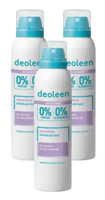 De Online Drogist Deoleen Deodorant Aerosol Sensitive 0% Multiverpakking aanbieding