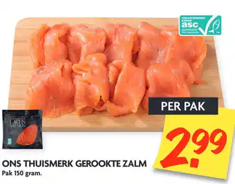 Dekamarkt Ons thuismerk gerookte zalm 150 gram aanbieding