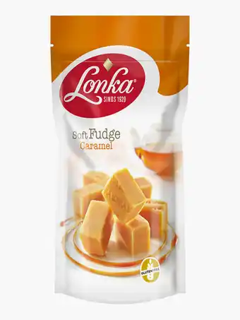 Flink Lonka Fudge Caramel 220g aanbieding