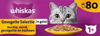 Intratuin Whiskas natvoer Gevogelte Selectie in gelei adult 85 g 80 stuks aanbieding