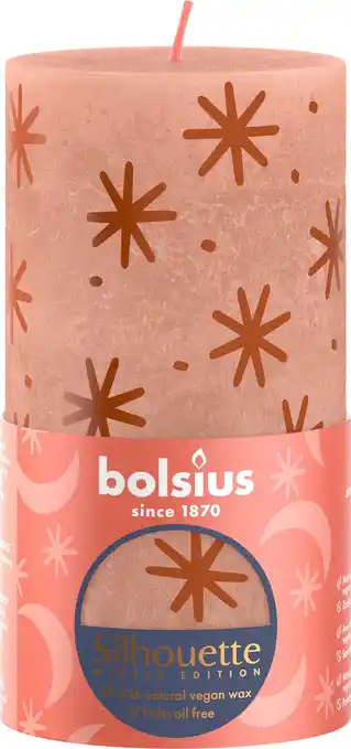 Intratuin Bolsius stompkaars Rustiek silhouette roze 60 uur D 6,8 H 13 cm aanbieding