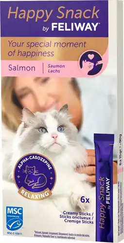 Pets Place Feliway Happy Snack - Kattensnack - Zalm 6x15 g aanbieding