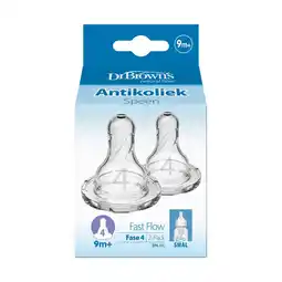 Etos Dr. Brown’s Flesspeen 9+ Maanden Fase 4 Smalle Halsfles 2 stuks aanbieding
