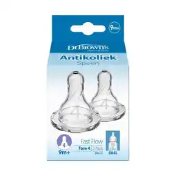 Etos Dr. Brown’s Flesspeen 9+ Maanden Fase 4 Smalle Halsfles 2 stuks aanbieding