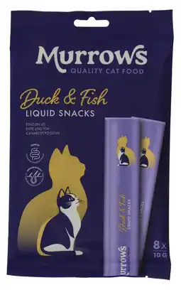 Pets Place Murrows Liquid Snack - Kattensnack - Eend Vis 8x10 g aanbieding