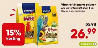 Pets Place Vitakraft Menu vogelvoer aanbieding