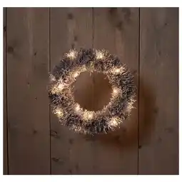 Pets Place Anna's Collection Rotan Krans Zwart/Sneeuw - Kerstverlichting - 30 cm Warm Wit 20 led aanbieding
