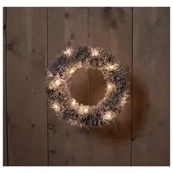 Pets Place Anna's Collection Rotan Krans Zwart/Sneeuw - Kerstverlichting - 30 cm Warm Wit 20 led aanbieding