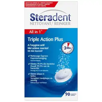 Etos Steradent Kunstgebit Reiniger Triple Action Plus 90 stuks aanbieding