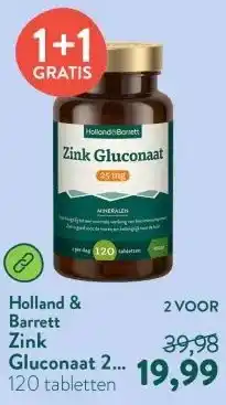 Holland & Barrett Zink Gluconaat 25 mg - 120 tabletten aanbieding