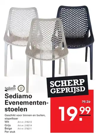 Sligro Sediamo Evenementen stoelen aanbieding