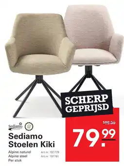 Sligro Sediamo Stoelen Kiki aanbieding