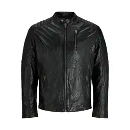 ANWB Jack & Jones Heren Richard Leather Jacket Zwart aanbieding