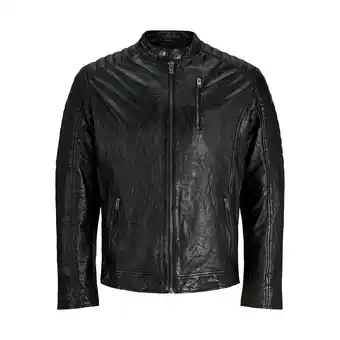 ANWB Jack & Jones Heren Richard Leather Jacket Zwart aanbieding
