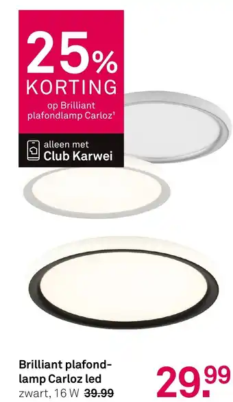 Karwei Brilliant plafond lamp Carloz led aanbieding