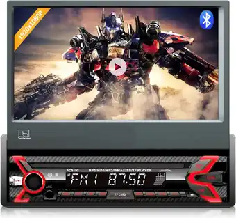 Bol.com Audiocore AC9100 autoradio met 7 elektrisch intrekbaar touchscreen - Zwart/Rood aanbieding