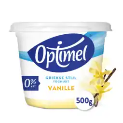 PLUS Optimel Yoghurt Griekse stijl vanille 0% vet aanbieding