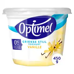 PLUS Optimel Yoghurt Griekse stijl vanille 0% vet aanbieding
