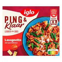 PLUS Iglo Ping & Klaar Lasagnette & sperziebonen aanbieding