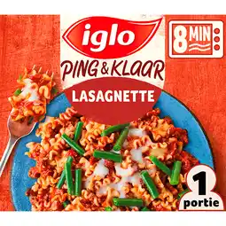 PLUS Iglo Ping & Klaar Lasagnette & sperziebonen aanbieding