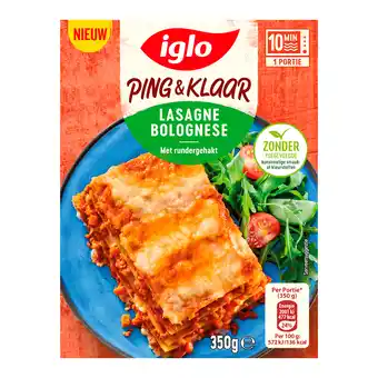 PLUS Iglo Ping & Klaar Lasagne Bolognese aanbieding