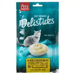 PLUS Pets Unlimited Delisticks zalm&kip 5x15gr aanbieding