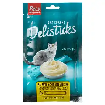 PLUS Pets Unlimited Delisticks zalm&kip 5x15gr aanbieding
