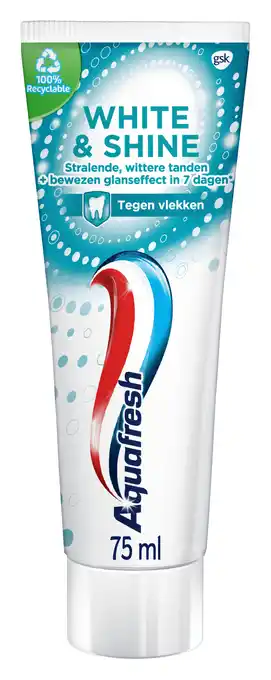 PLUS Aquafresh Tandpasta white en shine aanbieding